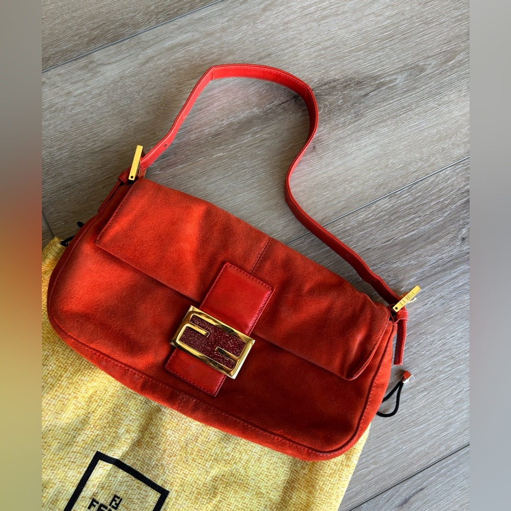 Suede orange fendi baguette!